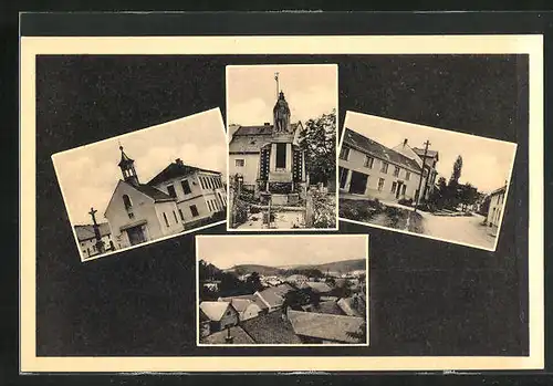 AK Zeravice, Kirche, Denkmal, Ortsansicht