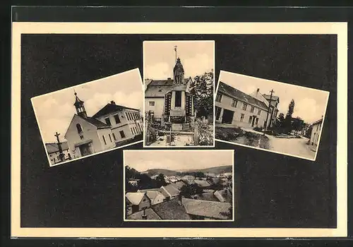 AK Zeravice, Kirche, Denkmal, Ortsansicht