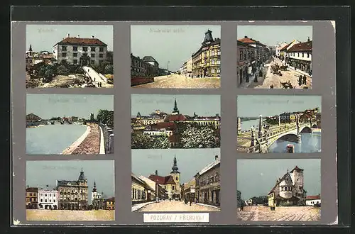 AK Prerov, Brücke, Promenade, Kirche