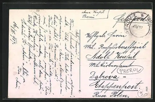 AK Prerov, Brücke, Promenade, Kirche