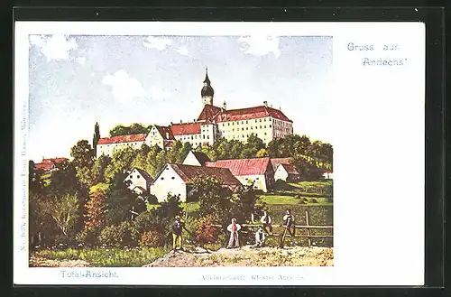 AK Andechs, Kloster Andechs, Totalansicht