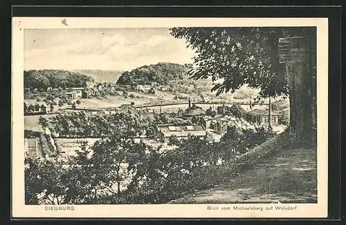 AK Siegburg, Blick vom Michaelsberg auf Wolsdorf