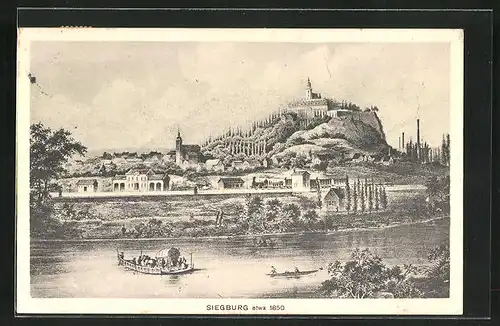 AK Siegburg, Panorama im Jahre 1850