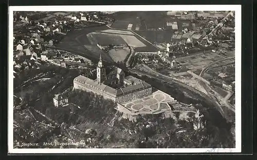 AK Siegburg, Fliegeraufnahme mit Abtei und Umgebung