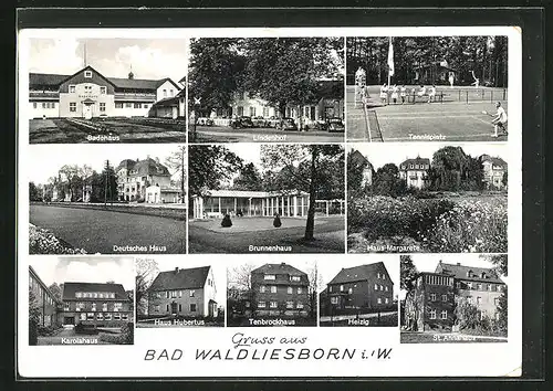 AK Waldliesborn i. W., Badehaus, Lindenhof und Tenbrockhaus