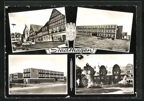 AK Stadthagen, Gymnasium, Markt, Schloss