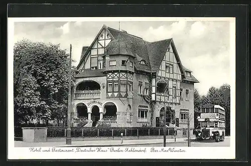 AK Berlin-Zehlendorf, Hotel und Restaurant Deutsches Haus und Autobus, Berliner Strasse 15