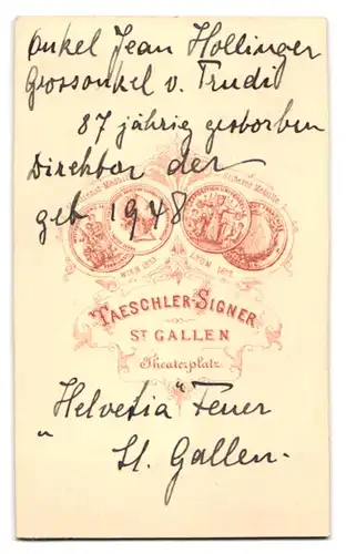 Fotografie Taeschler Signer, St. Gallen, Theaterplatz, Jean Hollinger, Direktor der Helvetia Feuer Versicherung