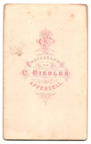 Fotografie C. Fiedler, Appenzell, Knabe & niedliches Mädchen adrett gekleidet