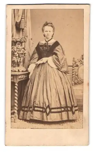 Fotografie August Brasch, Leipzig, Lindenstrasse 7, Portrait junge Dame im Kleid mit Buch