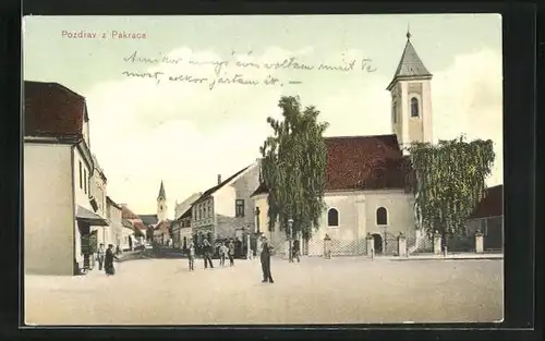 AK Parkrac, Platz mit Kirche und Anwohner
