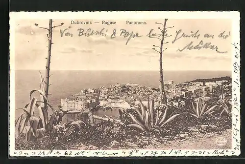 AK Dubrovnik, Raguse, Gesamtansicht der Stadt von Anhöhe