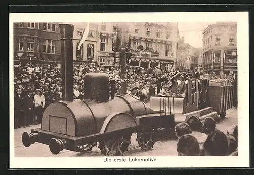 AK Lübeck, Die erste Lokomotive, 700 Jahre Reichsfreiheit, Historischer Festumzug