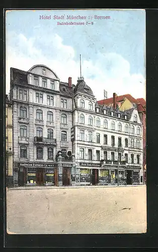 AK Bremen, Hotel Stadt München, Bahnhofstrasse 7-8