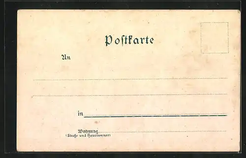 Lithographie Stuttgart, Landesgewerbe-Museum, Altes Schloss, Neue Neckarbrücke b. Cannstatt