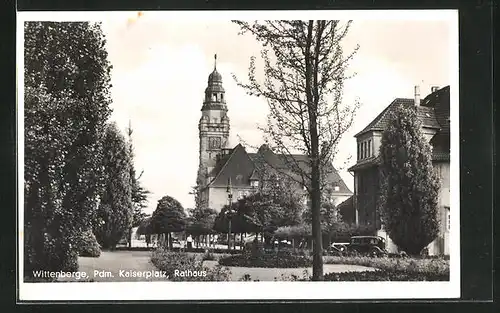 AK Wittenberge, Kaiserplatz mit Rathaus
