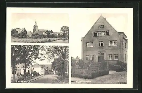 AK Barssel i. O., Krankenhaus, Ortsansicht, Partie mit Kirche