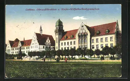 AK Koblenz, Oberpostdirektion u. Kaiser-Wilhelm-Realgymnasium