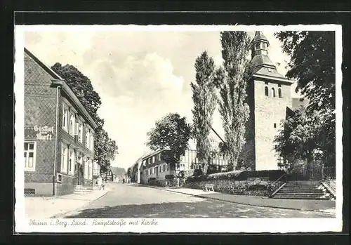 AK Dhünn i. Berg. Land, Hauptstrasse mit Gasthof zum Markt und Kirche