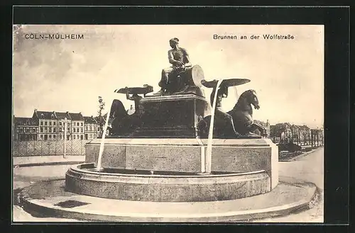 AK Köln-Mühlheim, Brunnen an der Wolfstrasse