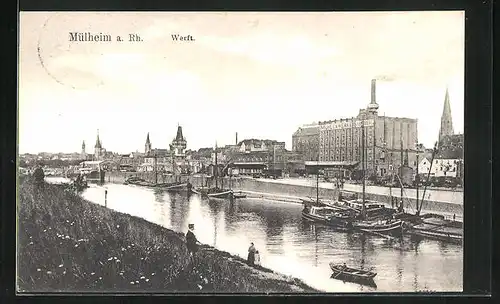 AK Mülheim a. Rh., Teilansicht der Werft