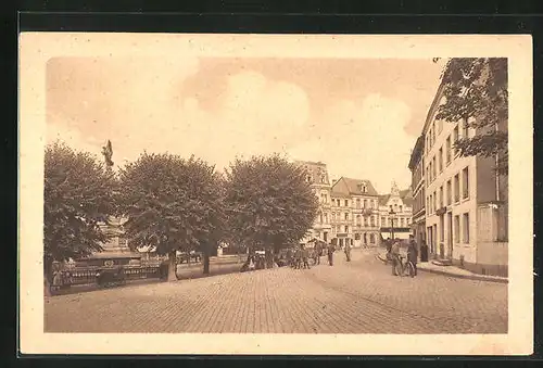 AK Siegburg, Marktplatz mit Denkmal