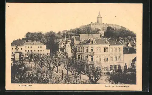 AK Siegburg, Ortsansicht Markt mit Michaelsberg