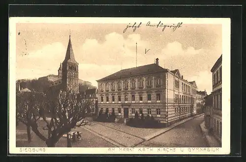 AK Siegburg, Am Markt vor Kath. Kirche und Gymnasium