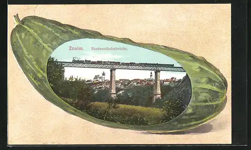 AK Znaim, Nordwestbahnbrücke, Gurke