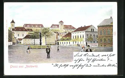 AK Joslowitz, Denkmal auf dem Platz