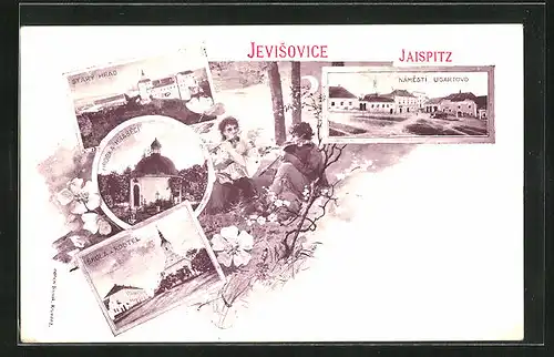 AK Jevisovice /Jaispitz, Namesti Ugartovo, Stary Hrad, Skola a Kostel