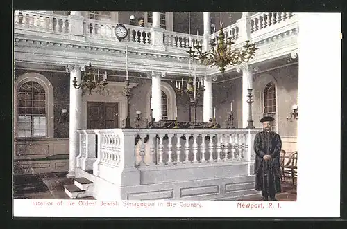 AK Newport, RI, Interior of the Oldest Jewish Synagogue in the Country