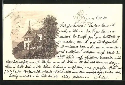 Lithographie Wien-Kahlenberg, Villa Poldi