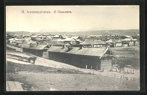 AK Alexandrowski /Sachalin, Panorama mit Gebirge