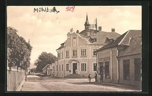 AK Szászsebes, Strassenpartie am Postamt