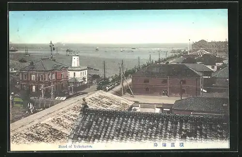 AK Yokohama, Blick über Dächer auf die Bucht