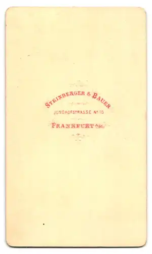 Fotografie Steinberger & Bauer, Frankfurt a. M., Junghofstrasse 10, Portrait modisch gekleideter Herr mit Bart