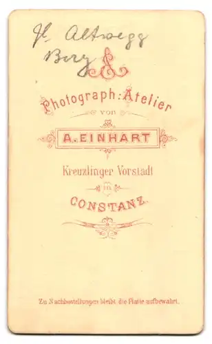 Fotografie A. Einhart, Konstanz, Portrait junger Mann im Anzug mit Krawatte