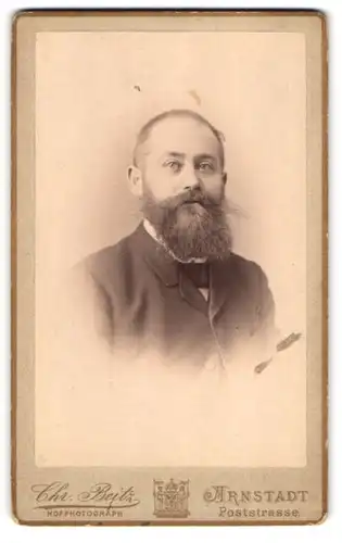Fotografie Chr. Breitz, Arnstadt, Poststrasse, Portrait junger Herr im Anzug mit Vollbart