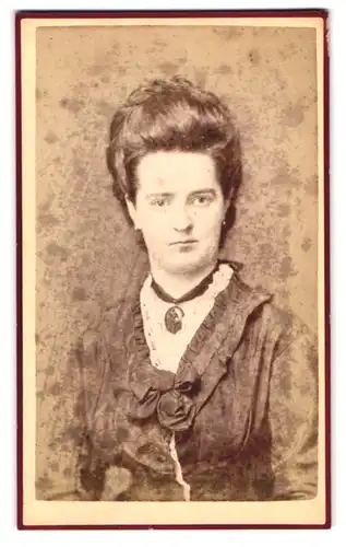 Fotografie D. L. Psenner, Wien, Josefstädter Strasse 21, Portrait junge Dame im Kleid mit Amulett