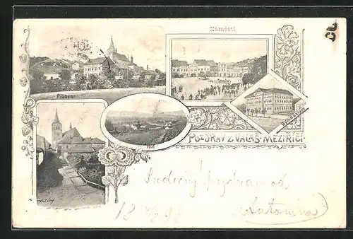 AK Val. Mezirící, Pivovar, Námestí, Hut, Gymnasium, Brauerei