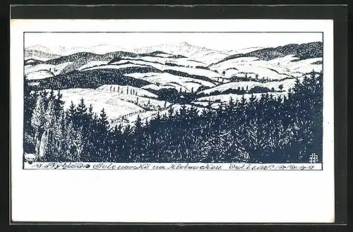 Künstler-AK Valasske Klobouky, Panorama