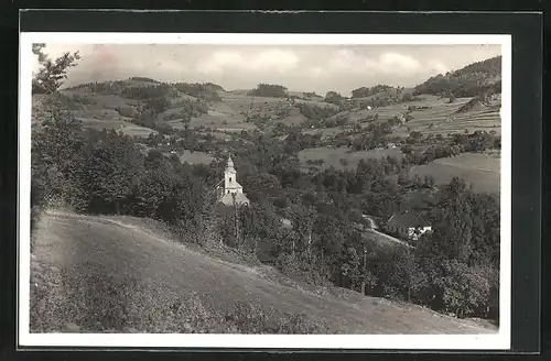 AK Rusava, Panorama mit Kirche