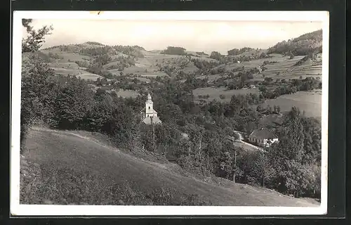 AK Rusava, Panorama mit Kirche