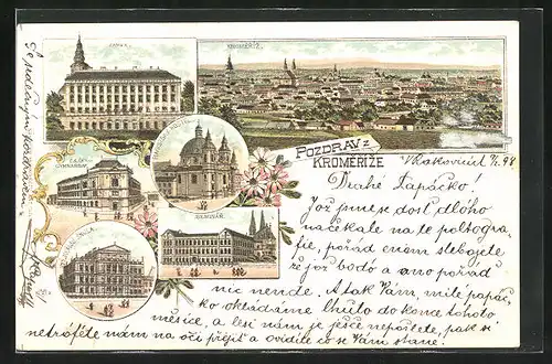 Lithographie Kromeriz, Zámek, Gymnasium, Seminar