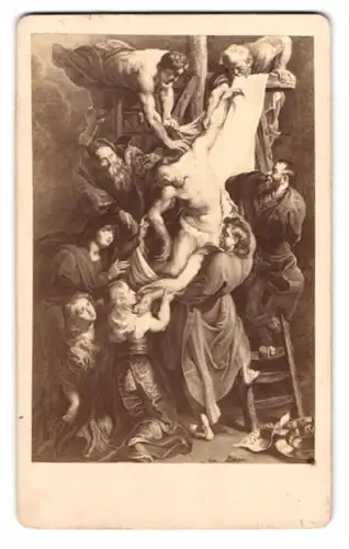 Fotografie unbekannter Fotograf und Ort, Gemälde: Die Kreuzabnahme nach Rubens