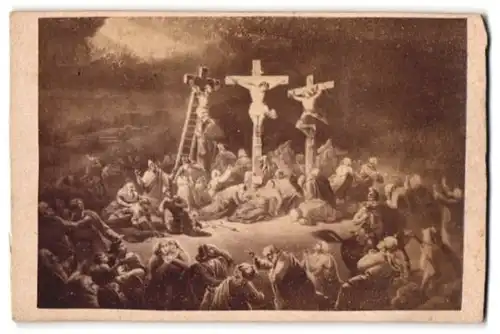 Fotografie Paul Herrmann, Ebersdorf, Jesus am Kreuz umgeben von seinen Jüngern