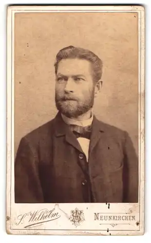 Fotografie S. Wilhelm, Neunkirchen, Bahnhofstr. 7, Portrait Emil Rüdiger, Arbeiterführer der Heidelberg Cement AG