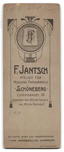 Fotografie F. Jantsch, Berlin, Colonnenstr. 35, Soldat in Gardeuniform Eisenbahn Rgt. 1