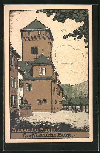 Steindruck-AK Boppard am Rhein, Kurfürstliche Burg